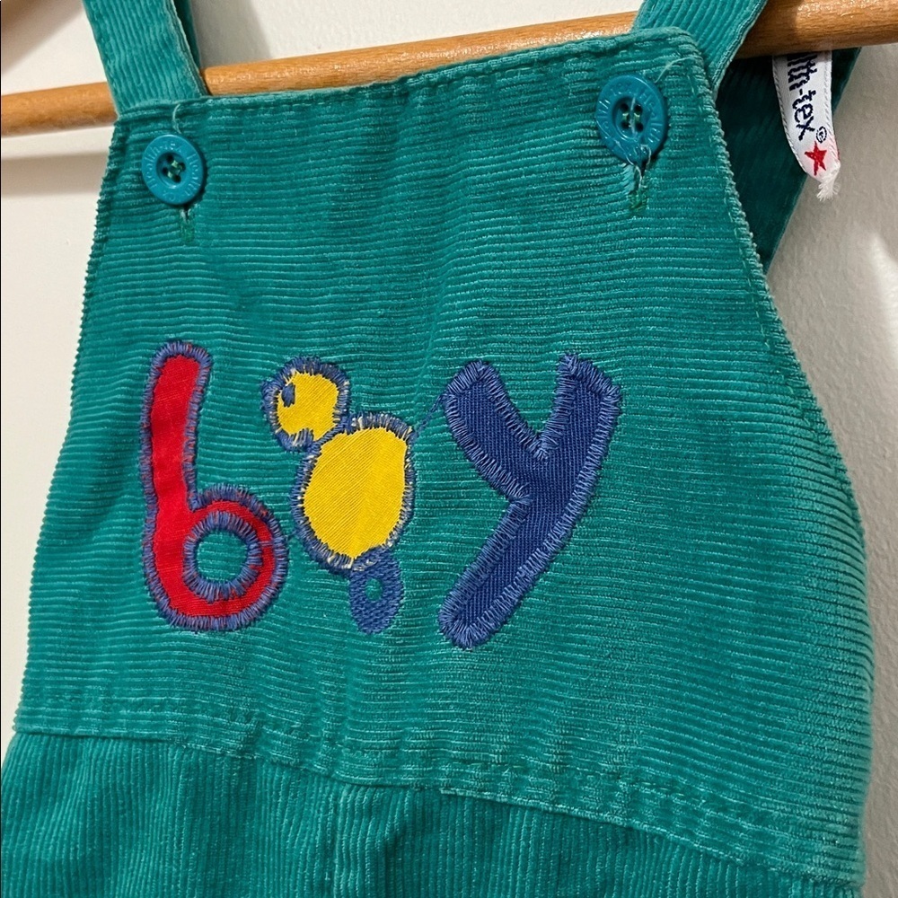 Vintage 1970s Infant 12mo Corduroy Overalls Boy Stitched USA Made Health-Tex